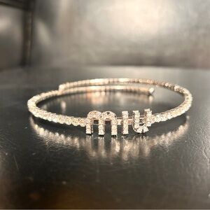 ~Authentic Miu Miu Silver Crystal Choker Necklace~